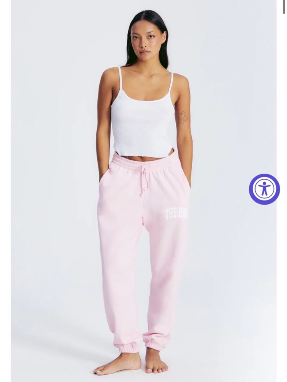 The Bar Varsity Sweatpants Blush Pink and white size 2XL